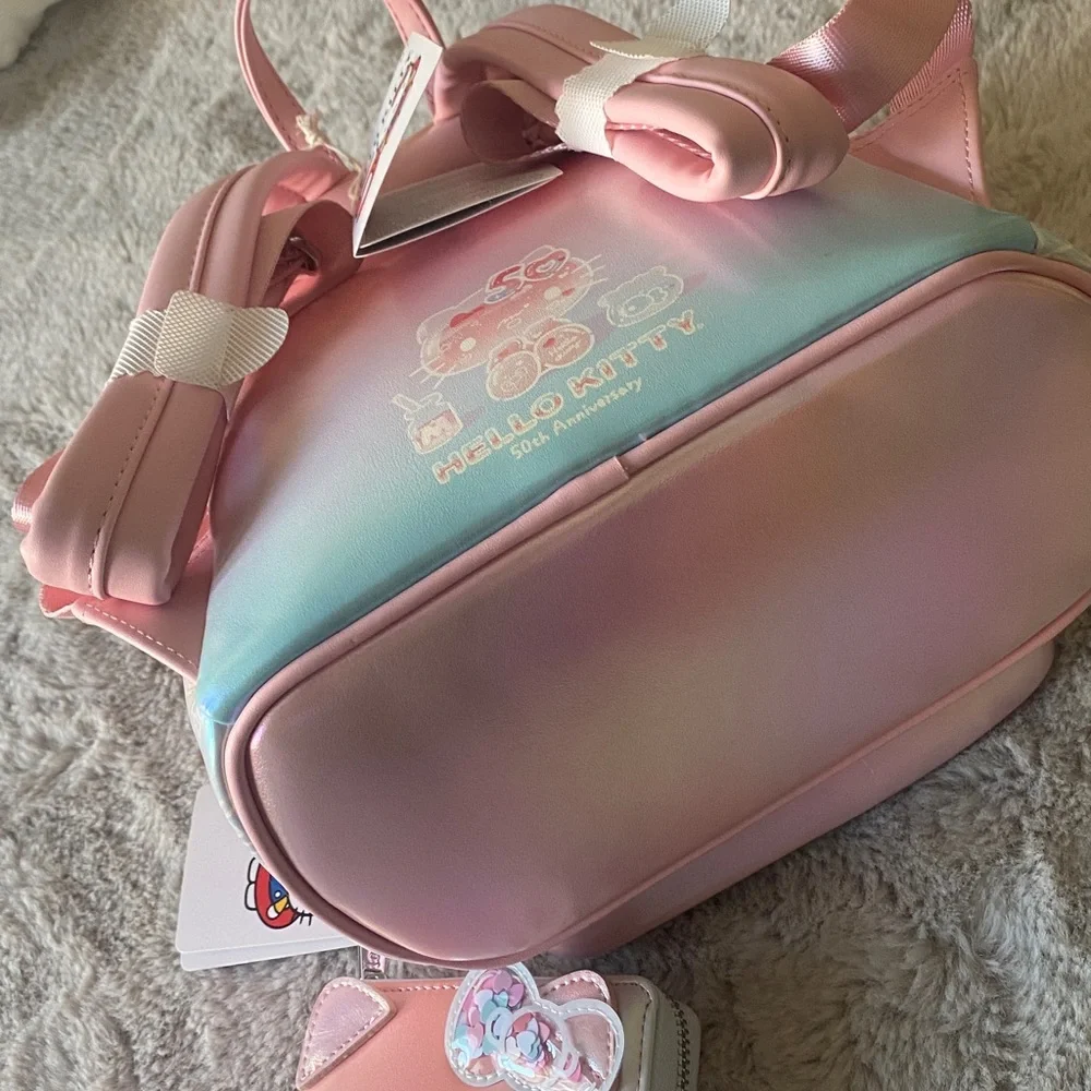 NWT Set Loungefly Sanrio Hello Kitty 50th Anniversary Mini Backpack & Wallet - Picture 9 of 12